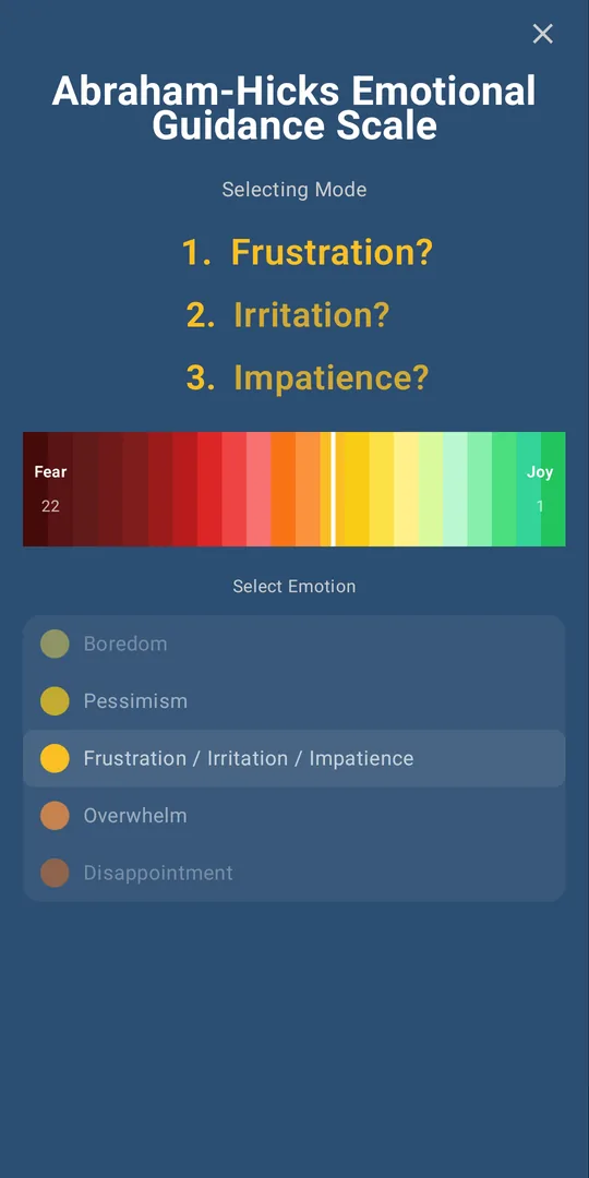 Choosing where you are on the Emotional Guidance Scale on Android