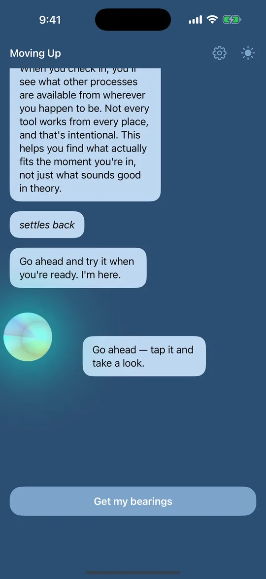 The Moving Up hub on iPhone
